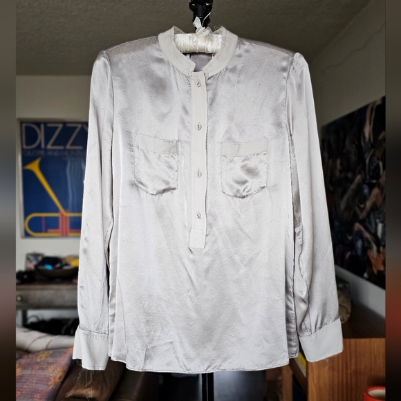 Banana Republic Band Collar Silk Blouse - Picture 7 of 7